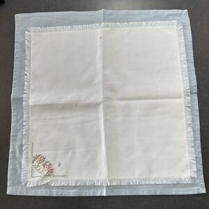 Preworked RABBITS FLOWERS BUTTERFLY Needlepoint Canvas w/Petit Point Linens